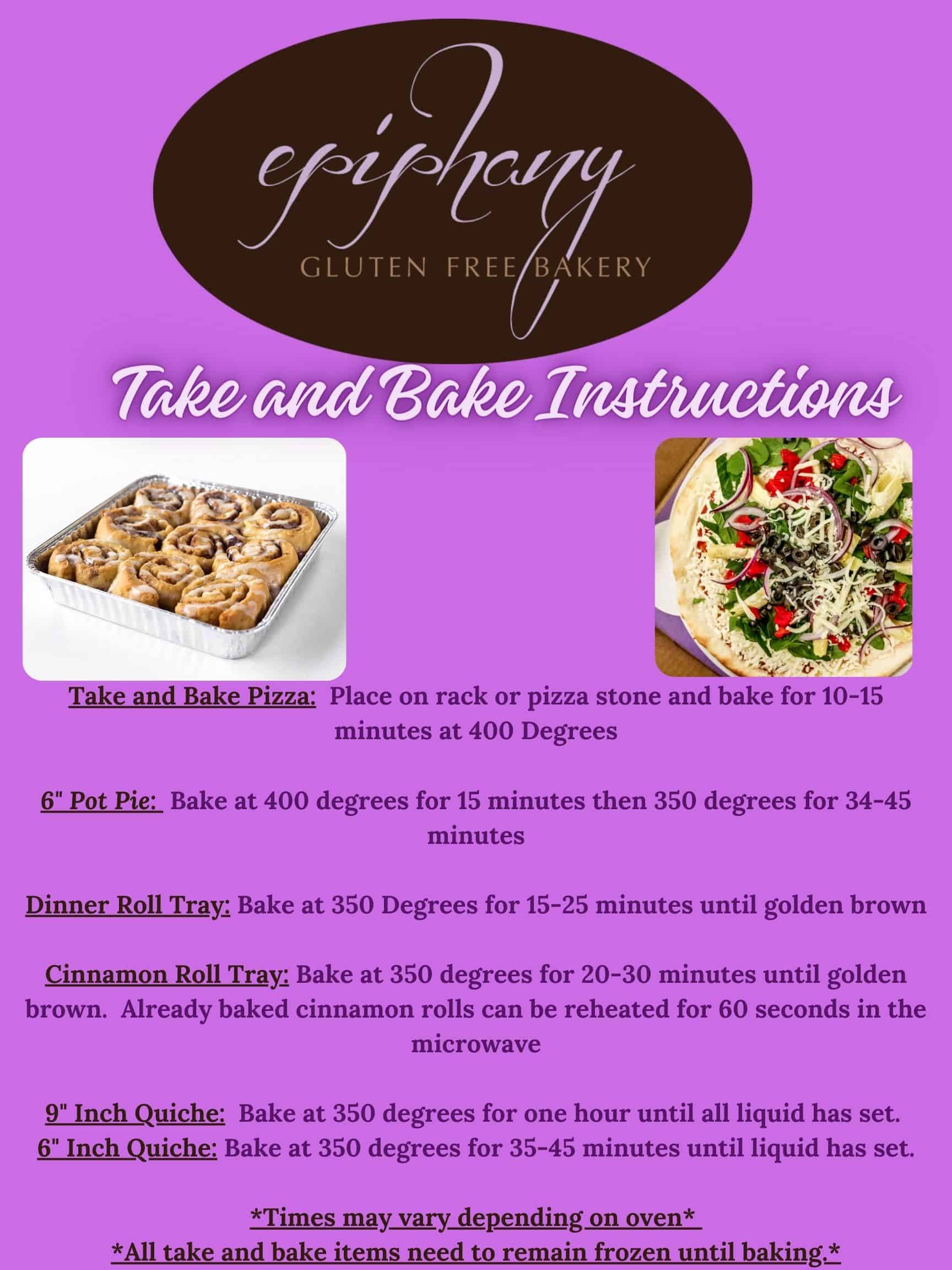 Take and Bake Instructions - Epiphany Gluten Free